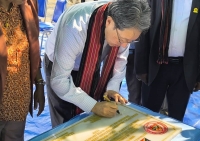 Governu Japaun liu husi ninia Embaixadór iha Timor-Leste, inaugura projetu konstrusaun edifísiu eskola pre-sekundária Maubara, iha Suku Vaviquinia, Munisipiu Likísa. Foto:Media Embaixada Japaun.