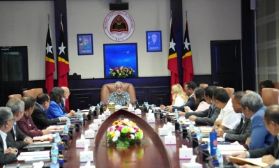 Reuniaun Konsellu Ministru, ne&#039;ebe prezide husi PM Xanana, iha Palasiu Governu, Kuarta (05/02/25). Foto:Media GPM.