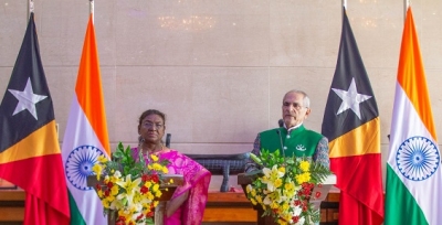 Prezidente Repúblika, Jose Ramos-Horta  hamutuk ho Droupadi Murmu, Prezidente Repúblika Índia nian. (10/08/24). Foto:Media PR.