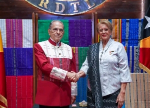 Prezidente Republika, José Ramos-Horta kaer liman ho Xefe foun ba Misaun Permanente Repúblika Demokrátika Timor-Leste ba Komunidade País sira Lian Portugés (CPLP), Maria Natália Guterres Viegas Carrascalão Conceição Antunes. FOTO: Media-PR