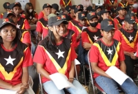 Traballadór na'in 56 ne'ebé atu ba servisu iha Australia, halao despedida ho SEFOPE, iha Salaun SEFOPE, Kaikoli, Dili, (06/10/23). Foto:INDEPENDENTE/Filomeno.