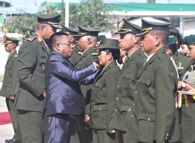 Instituisaun FALINTIL-Forsa Defeza Timor-Leste Promove Feto Militar dahuluk Tenente Mariquita da Cunho ba postu Kapitaun iha ambitu selebrasaun ezistensia Tranformasaun FALINTIL ba F-FDTL dala 23, Iha Kuartel Jenerá Fahutuda, Sexta (02/02) FOTO: INDEPENDENTE/Domingos Gomes.