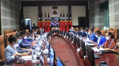 Reuniaun Konsellu Ministru diriji husi PM Taur Matan Ruak, iha Palasiu Governu, kuarta (05/01). Foto: Media Gab. MPCM.