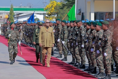 Prezidente Repúblika José Ramos Horta halo pasa revista ba parade militar sira iha ambitu komemorasaun loron FALINTIL ba dala-49 iha Kuartel Jeneral, Fatuhada, Dili, Tersa (20/08/24). Foto:Media PR.