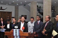 Kuadrus PD hatoo deklarasaun hafoin hasoru Presidente Republika. Foto Diariu INDEPENDENTE