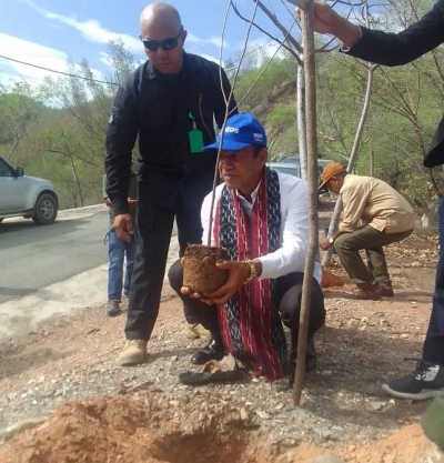 Asosiasaun Santalum hamutuk Sekretariu Estadu no Floresta ho empreza Santos halo lansamentu kuda ai-oan ekare 400, iha João Paulo II, Tasi-tolu, aldeia 12 de Outobru, Suku Komoro, Postu Adminitrativu Dom Aleixo, munisípiu Dili. Foto:INDEPENDENTE/Rufino.