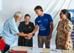 PLAN Internasionál Timor-Leste estende Memorandum of Understanding (MoU) ho Kay Olo Sword Gusmão nu’udár embaixadór bá foin-sa’e no diversidade durante tinan-tolu tan. (14/02/25). Foto:Media GPM.