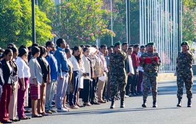 Serimonia Isar bandeira iha semana dahuluk, iha Palasiu Governu, Dili, segunda (04/11/24). Foto:Media CNC.