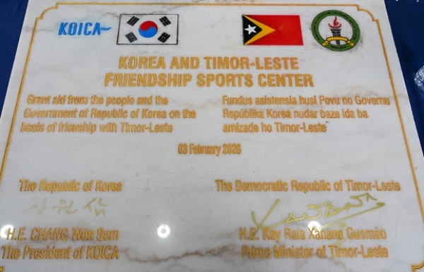 Plaka Korean-Timor-Leste friendship sport center. Foto:Media GPM.