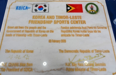 Plaka Korean-Timor-Leste friendship sport center. Foto:Media GPM.