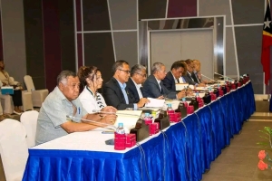 Ministru Planeamentu no Investimentu Estratéjiku, Gastão Francisco de Sousa  hamutuk ho membru sira seluk partisipa sorumutu Konsellu Ministru, horseik (04/03). FOTO: Media G-PM.