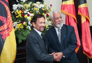 Primeiru Ministru (PM), Kay Rala Xanana Gusmão simu vizita hosi Liurai Brunei Darussalam, iha Palasiu Governu, (20/05/24). Foto:Media GPM.