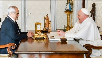 Prezidente Republika Jose Ramos Horta, iha fulan hirak liu ba hasoru malu ona ho Amo Papa Francisco, iha Vatikanu Roma. Foto:Dok/Media Gabinete PR.