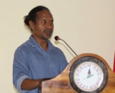 Diretor Ezekutiva Forum Organizasaun Naun Governamentál Timor Leste (FONGTIL), Valentin da Costa Pinto. Foto:Dok.