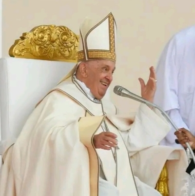 Sua Santidade Papa Francisco hato&#039;o omilia iha Selebrasaun Misa Solene Tasi-Tolu. Tersa (10/09/24). Foto:INDEPENDENTE.