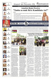 Cover pajina espesial kandidatu Anacleto. Foto Independente