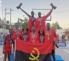 Ekipa angola husi  modalidade basketból, husi kategoria feto no mane  selebra hela vitoria ne&#039;ebé konkista. (25/07/25). Foto: INDEPENDENTE/ Vascolino
